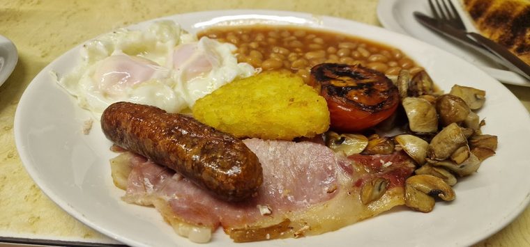 A full cooked breakfast on a plate